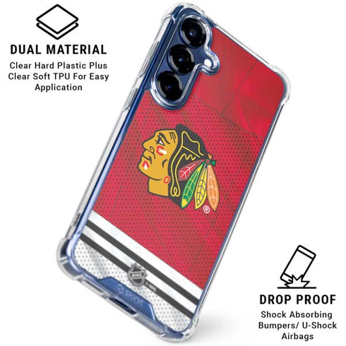 NHL Blackhawks Red Stripes Galaxy S25 Plus Clear Case