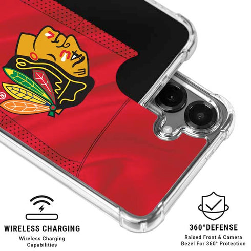 NHL Blackhawks Red Stripes Galaxy S26 Plus Clear Case