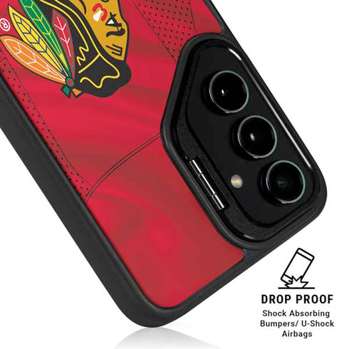 NHL Blackhawks Red Stripes Galaxy S26 Plus Kickstand Case