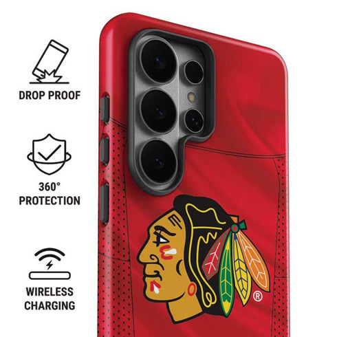 NHL Blackhawks Red Stripes Galaxy S26 Ultra Impact Case