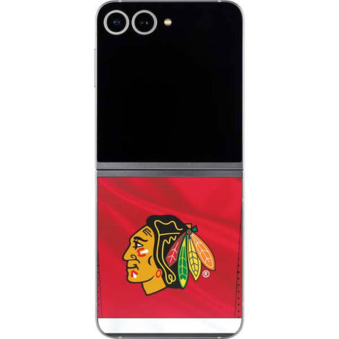 NHL Blackhawks Red Stripes Galaxy Z Flip6 Skin