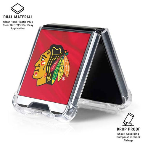 NHL Blackhawks Red Stripes Galaxy Z Flip6 Clear Case