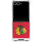 NHL Blackhawks Red Stripes Galaxy Z Flip7 Clear Case