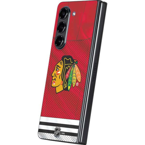 NHL Blackhawks Red Stripes Galaxy Z Fold5 5G Skin