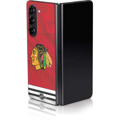 NHL Blackhawks Red Stripes Galaxy Z Fold5 5G Skin