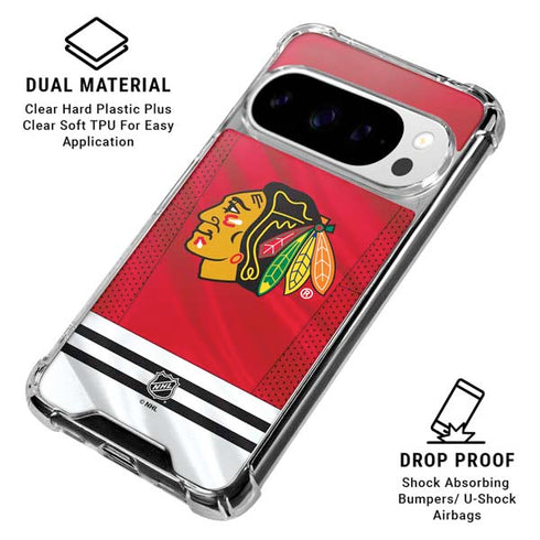 NHL Blackhawks Red Stripes Google Pixel 10 Pro XL Clear Case