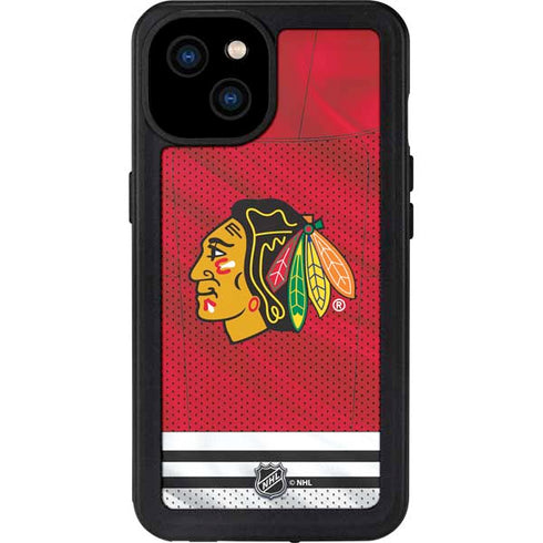 NHL Blackhawks Red Stripes iPhone 15 Plus Waterproof Case