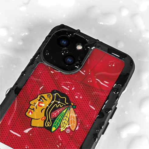 NHL Blackhawks Red Stripes iPhone 15 Plus Waterproof Case