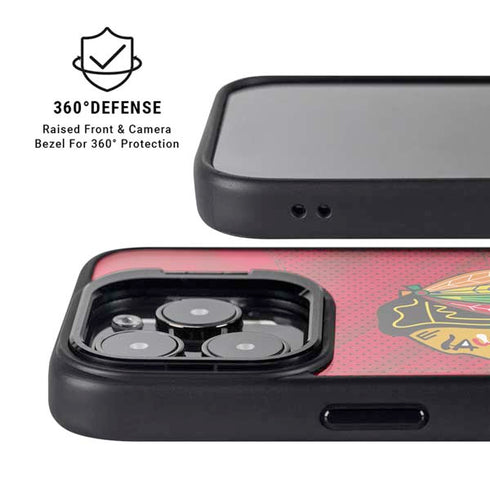NHL Blackhawks Red Stripes iPhone 15 Pro Kickstand Case