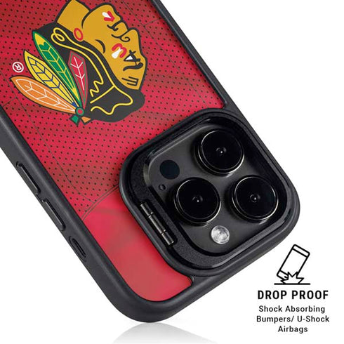 NHL Blackhawks Red Stripes iPhone 15 Pro Kickstand Case