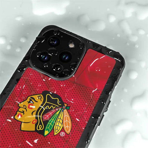 NHL Blackhawks Red Stripes iPhone 15 Pro Waterproof Case