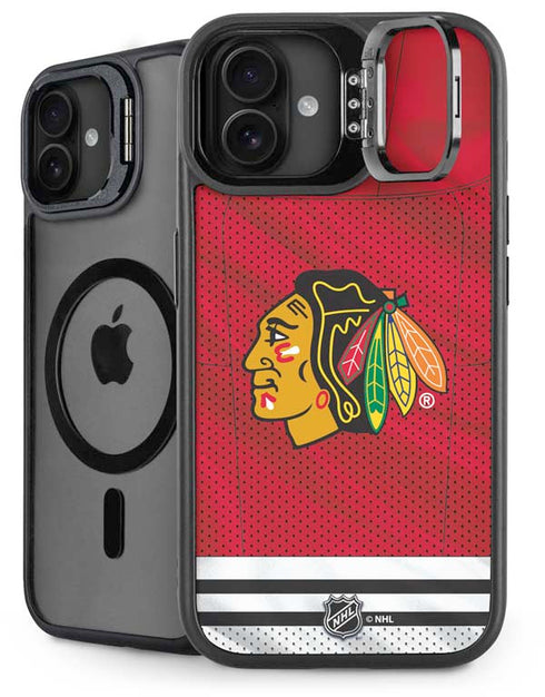 NHL Blackhawks Red Stripes iPhone 16 Plus Kickstand Case