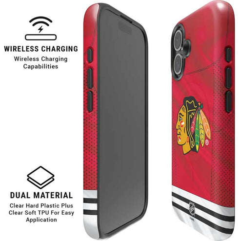 NHL Blackhawks Red Stripes iPhone 16 Plus Magsafe Impact Case