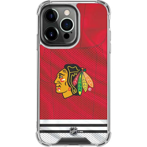 NHL Blackhawks Red Stripes iPhone 16 Pro Clear Case