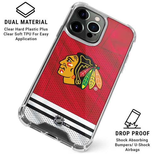NHL Blackhawks Red Stripes iPhone 16 Pro Clear Case