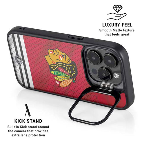 NHL Blackhawks Red Stripes iPhone 16 Pro Kickstand Case