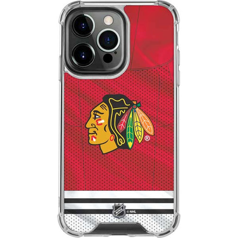 NHL Blackhawks Red Stripes iPhone 16 Pro Max Clear Case