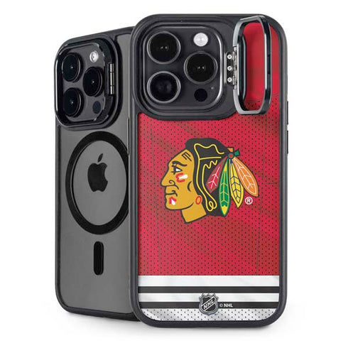 NHL Blackhawks Red Stripes iPhone 16 Pro Max Kickstand Case