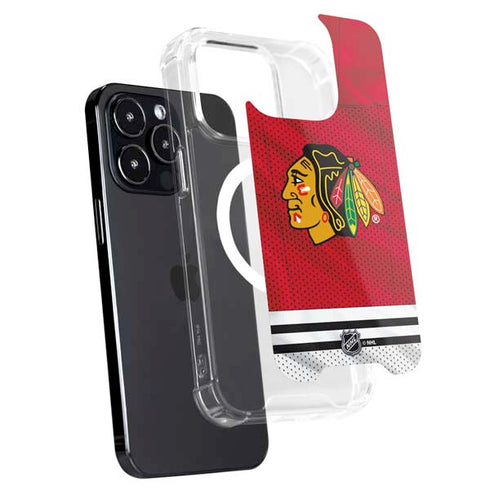 NHL Blackhawks Red Stripes iPhone 16 Pro Max MagSafe Case