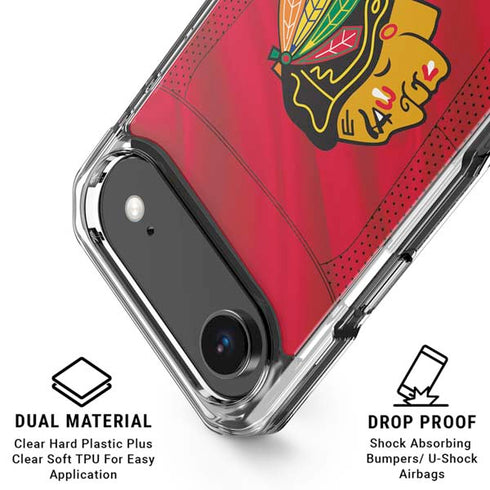NHL Blackhawks Red Stripes iPhone 17 Air Clear Case