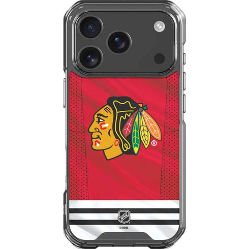 NHL Blackhawks Red Stripes iPhone 17 Pro Clear Case