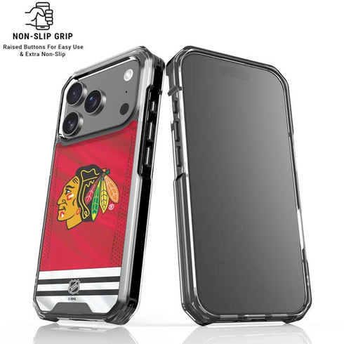 NHL Blackhawks Red Stripes iPhone 17 Pro Clear Case