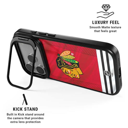 NHL Blackhawks Red Stripes iPhone 17 Pro Kickstand Case