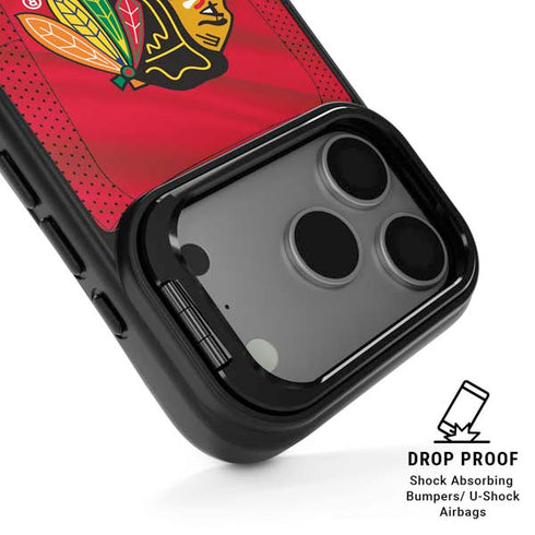 NHL Blackhawks Red Stripes iPhone 17 Pro Kickstand Case