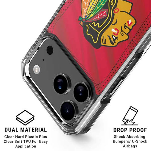 NHL Blackhawks Red Stripes iPhone 17 Pro Max Clear Case
