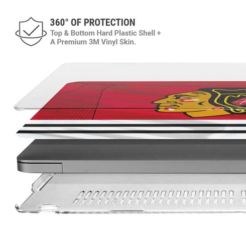 NHL Blackhawks Red Stripes MacBook Pro 14in (2021-24) Case plus Skin
