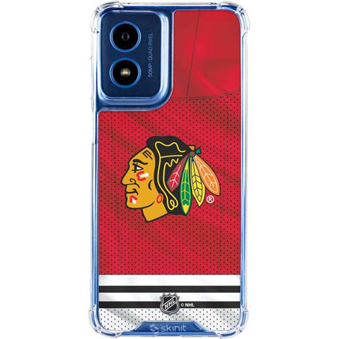 NHL Blackhawks Red Stripes Moto G 5G (2024) Clear Case
