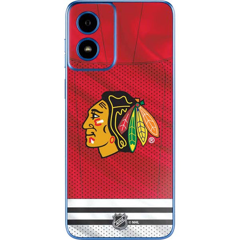 NHL Blackhawks Red Stripes Moto G Play 4G (2024) Skin