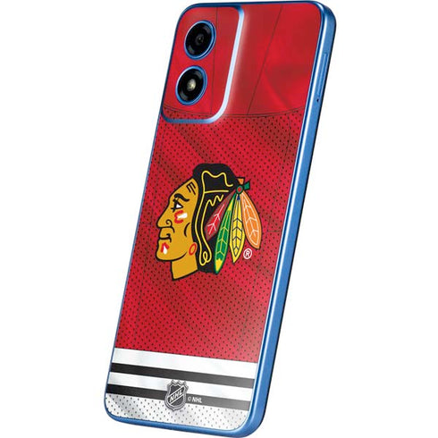 NHL Blackhawks Red Stripes Moto G Play 4G (2024) Skin