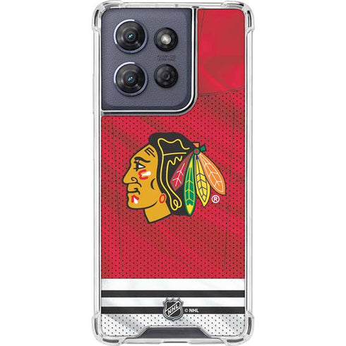 NHL Blackhawks Red Stripes Moto G Power 5G (2025) Clear Case