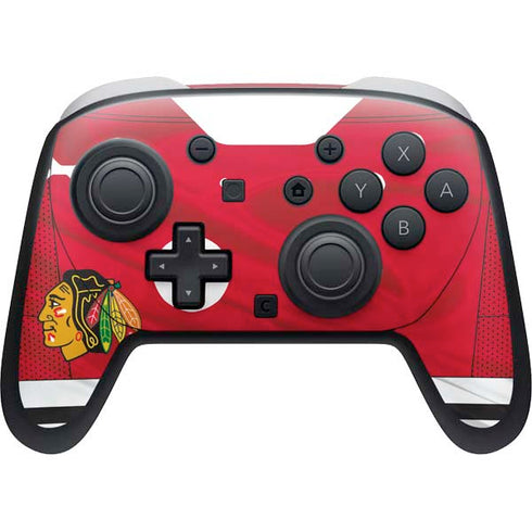 NHL Blackhawks Red Stripes Nintendo Switch 2 (2025) Pro Controller Skin