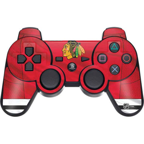 NHL Blackhawks Red Stripes PS3 Dual Shock wireless controller Skin