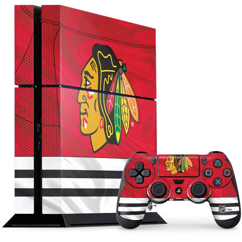 NHL Blackhawks Red Stripes PS4 Console and Controller Bundle Skin