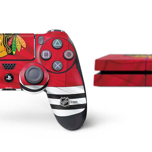 NHL Blackhawks Red Stripes PS4 Console and Controller Bundle Skin