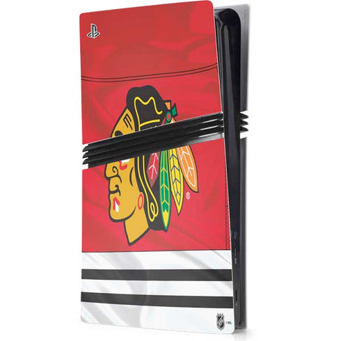 NHL Blackhawks Red Stripes PS5 Pro Console Skin