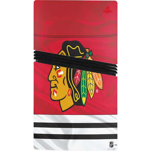 NHL Blackhawks Red Stripes PS5 Pro Console Skin
