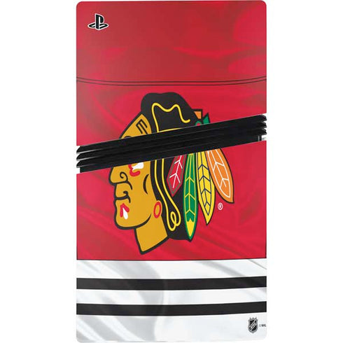 NHL Blackhawks Red Stripes PS5 Pro Disk Bundle Skin