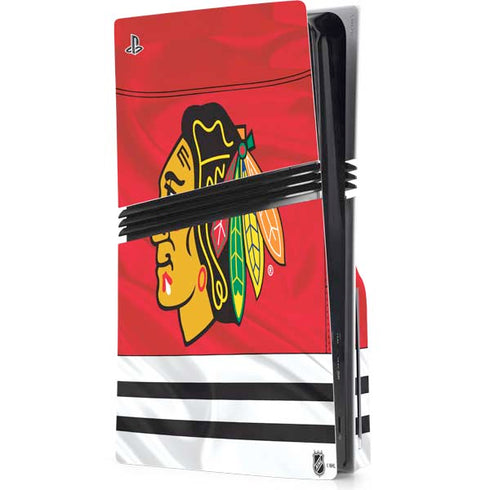 NHL Blackhawks Red Stripes PS5 Pro Disk Console Skin