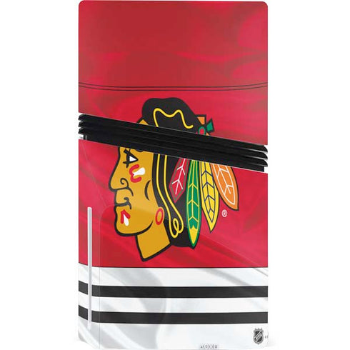 NHL Blackhawks Red Stripes PS5 Pro Disk Console Skin