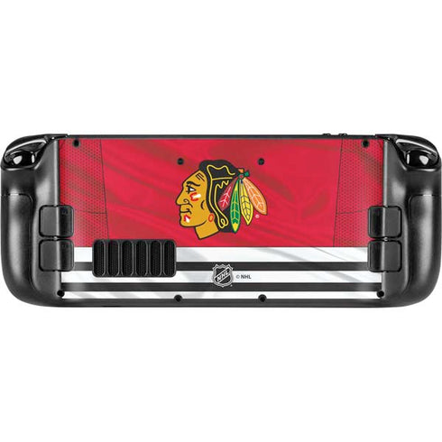 NHL Blackhawks Red Stripes Steam Deck Handheld Gaming Computer OLED Skin