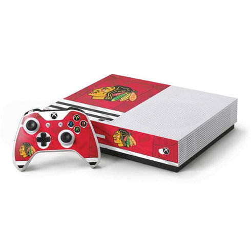 NHL Blackhawks Red Stripes Xbox One S All-Digital Edition Bundle Skin
