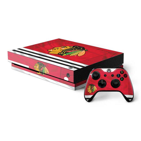 NHL Blackhawks Red Stripes Xbox One X Bundle Skin