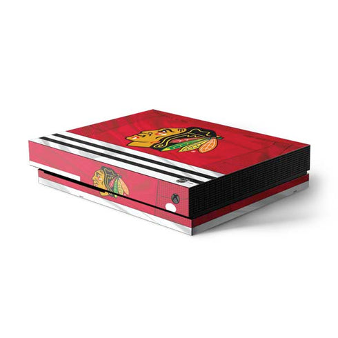 NHL Blackhawks Red Stripes Xbox One X Console Skin