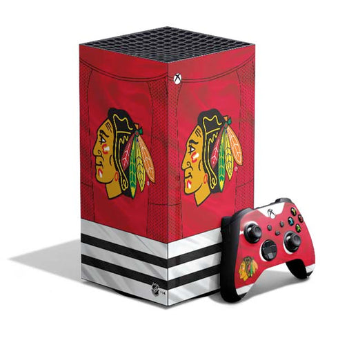NHL Blackhawks Red Stripes XBox Series X Digital Edition Bundle Skin