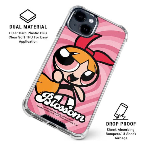 Cartoon Network Powerpuff Girls Blossom Pink Hearts iPhone 15 Clear Case
