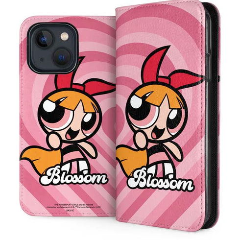 Cartoon Network Powerpuff Girls Blossom Pink Hearts iPhone 15 Folio Case